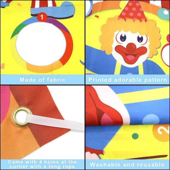 Circus Party Clown Toss Games with 3 Bean Bags, Fun Carnival Game for Kids Adult - Picture 9 of 10